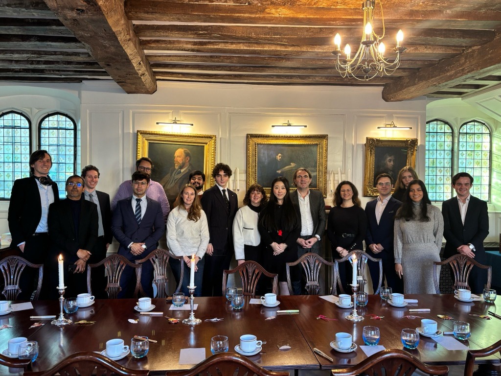 Yaniv Proselkov co-hosting tea ceremony and venture discussion at Christ's College, Cambridge