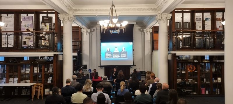 Yaniv Proselkov presenting on panel at Imperial College London